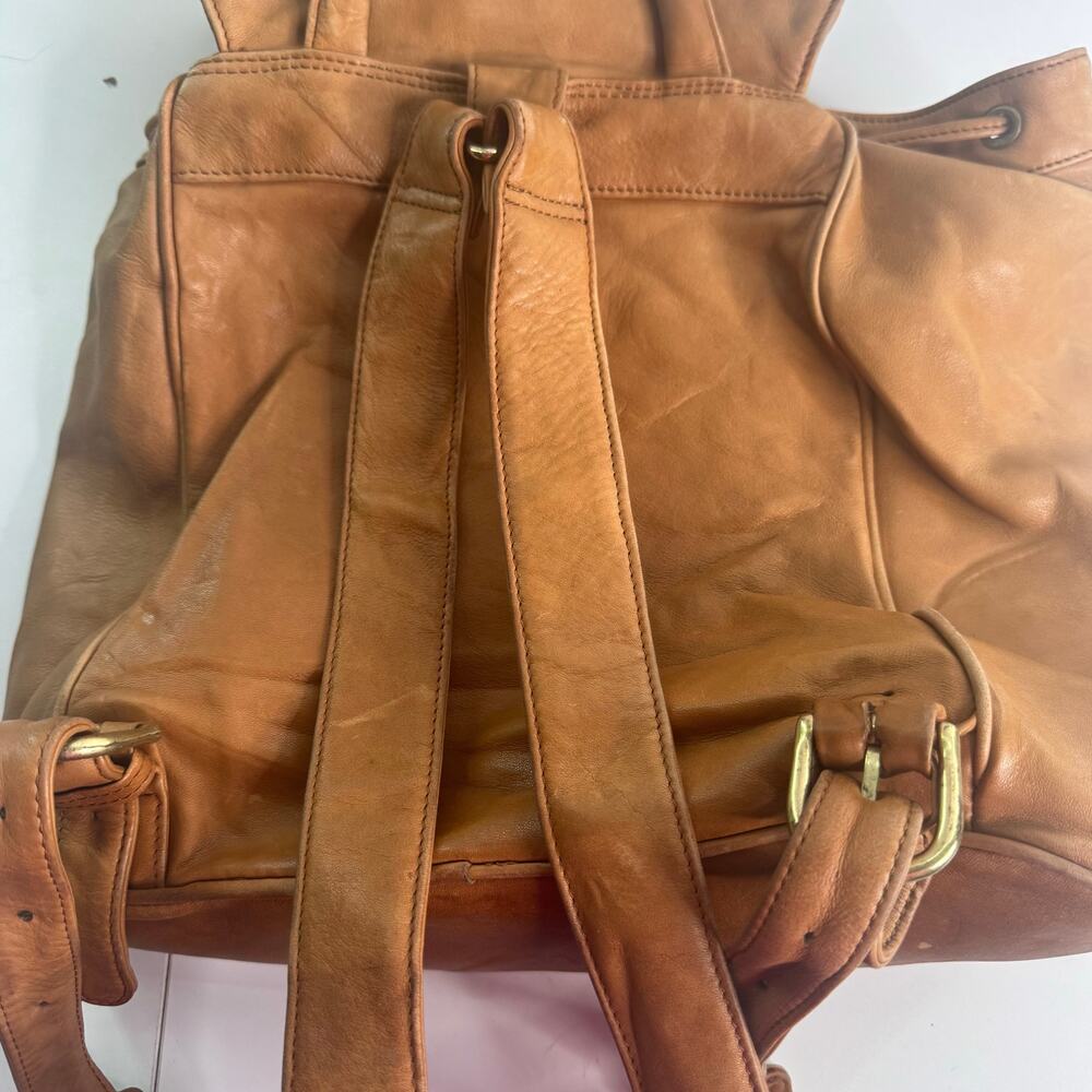 Boulder Ridge Full Grain Leather Backpack Brown Hiking Travel Bag 12x12 - Picture 8 of 11